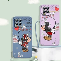disney mickey minnie mouse phone case for oppo reno7 se 6 5 4 2 z lite pro plus 5g 4g liquid rope silicone soft tpu cover