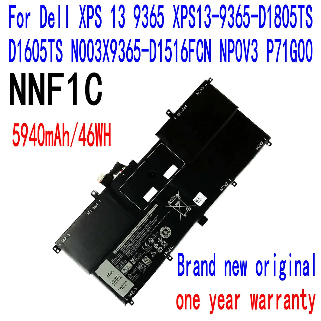 

Совершенно новый оригинальный аккумулятор NNF1C HMPFH для ноутбука Dell XPS 13 9365 XPS13-9365-D1805TS,D1605TS N003X9365-D1516FCN NP0V3 P71G00