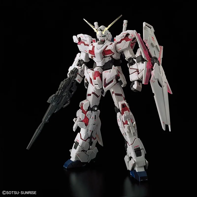 Фото Оригинальная сборная модель Bandai Anime UNICORN GUNDAM RG 1/144, игрушка-фигурка, подарок, коллекционные украшения для мальчиков и детей №5