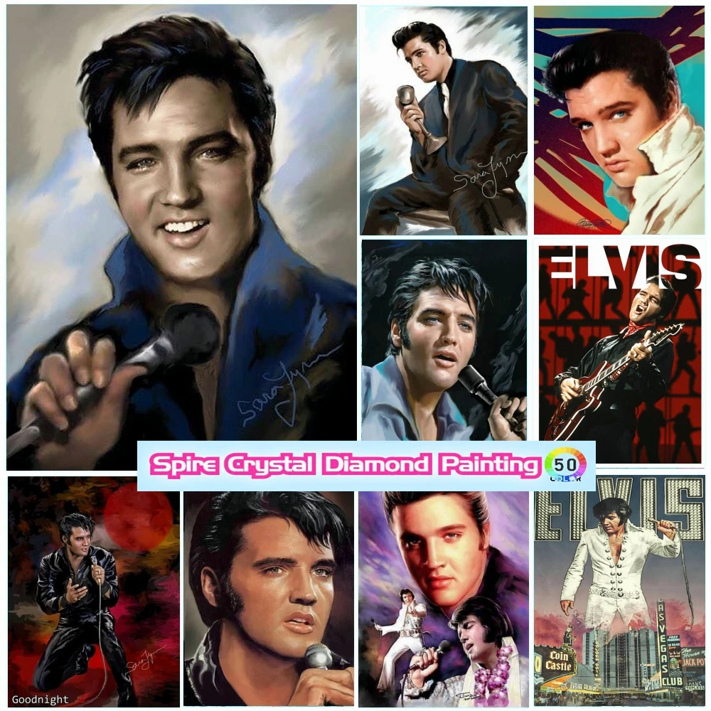 Алмазная 5D картина Elvis Presley с кристаллами, картина с гигантской звездой, полная вышивка, наборы для вышивки крестиком, искусство, домашний декор, мозаика в подарок