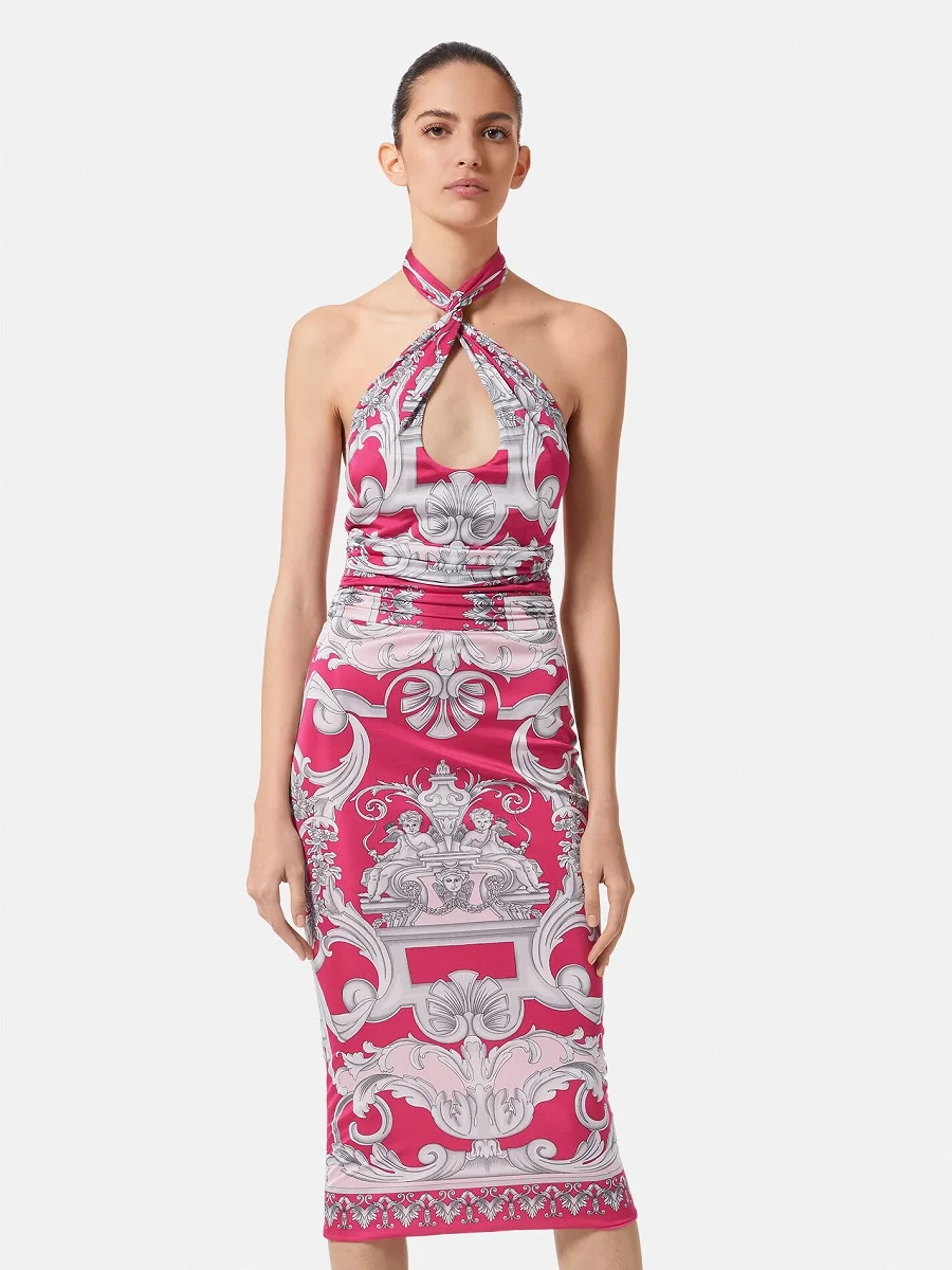 

Женский атласный облегающий корсет с 3D принтом, летнее женское платье с подвесным воротником, одежда y2k, Новая высококачественная облегающая юбка, бюстгальтер traf, 2022