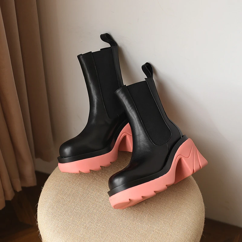 

2022 Brand Designer Winter Women Boots Knee-length Round Toe Casual Square Heel Boots Thick-soled Ladies Botas De Mujer chelsea