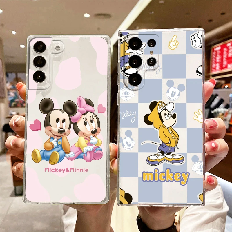 

Mickey Minnie Baby Transparent Phone Case For Samsung S23 S22 S21 S20 FE Ultra Pro Lite S10 S10E S9 S8 Plus 5G