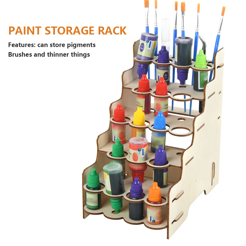 

Model Paint Organizer Simple Multi-layer Delicate Convenient Paints Holder DIY Pigments Shelf with Multiple Slots