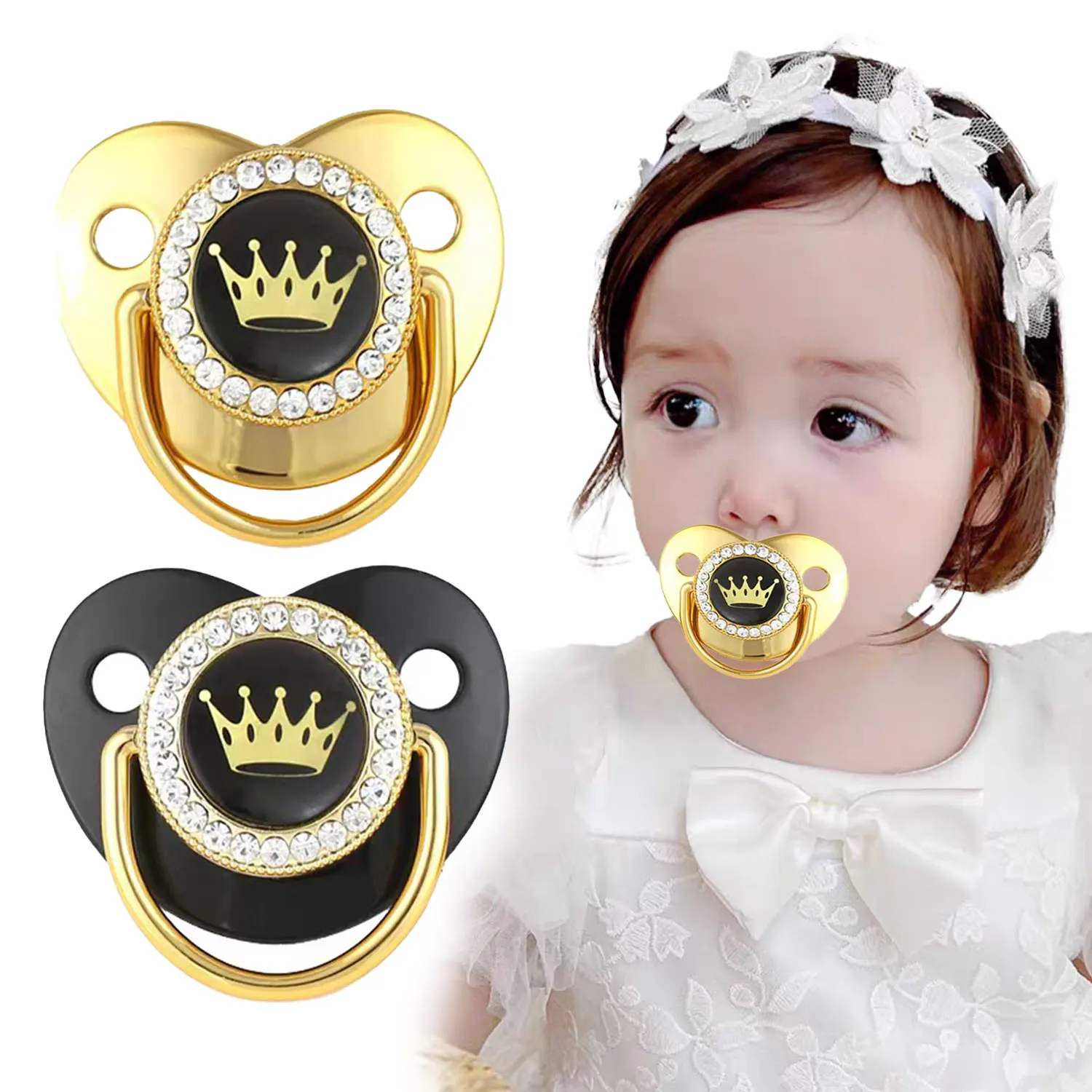 

Детская Соска с алмазной короной, Жидкая силиконовая соска для детей 0-3 лет, Прорезыватель для зубов для новорожденных, без бисфенола, с пылезащитной крышкой