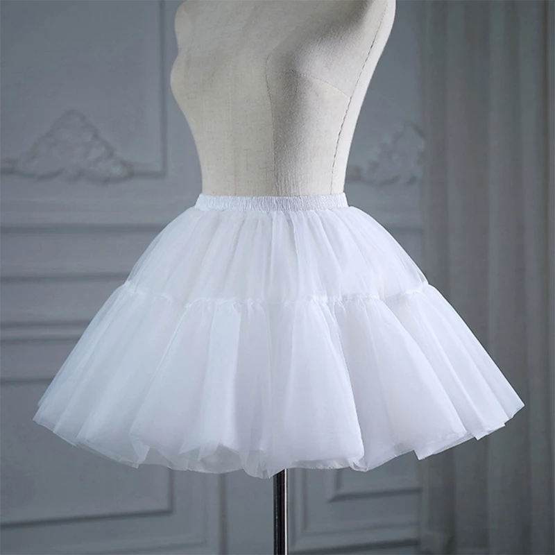 

Summer Fashion Mini Skirt Solid Color Lace Trim High Waist Skirt for Women Vintage A-line Skirts Lolita Slip Liner White