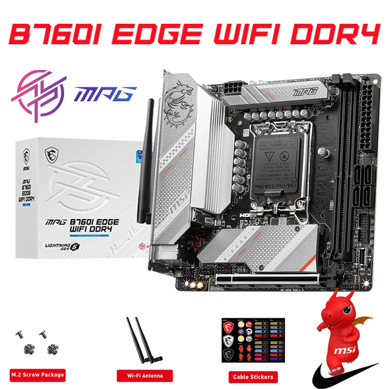 

Материнская плата MSI MPG B760I EDGE WIFI DDR4 LGA 1700 DDR4 PCIe 5,0 M.2 2,5G LAN Поддержка Intel 12-го 13-го поколения LGA 1700 ЦП Mini ITX DDR4-53333MHZ поддержка 12600K 13600K 12700K 13700K 12900K 13900K ...