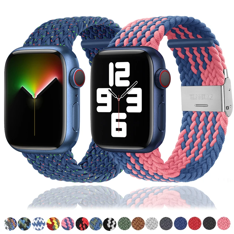 

Плетеный ремешок для Apple Watch Band Series 8 7 6SE543 Ultra 49 мм, нейлоновый эластичный браслет для iWatch 44 мм 40 мм 38 мм 42 мм 41 мм 45 мм