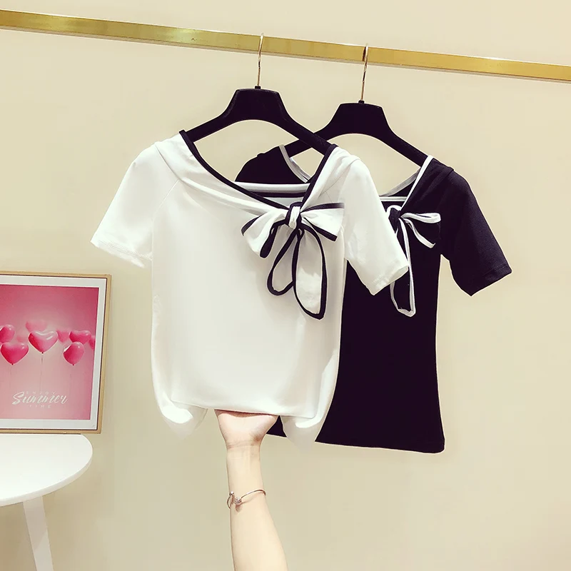 

T Shirt Short Sleeve t-shirts O-Neck Tops Fashion Panda/Pug Cat Cartoon Printed Hip black