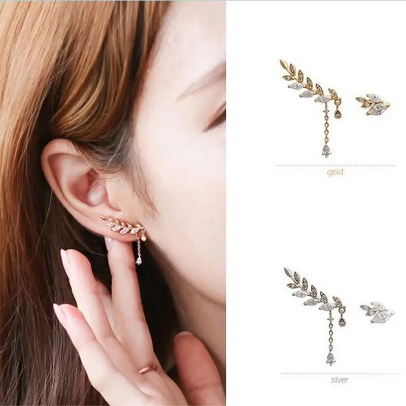 

1 Pair Earrings without Leaves Piercing No Pierced Ears Clip Asymmetric Ear Row Clip Earring Fashion Jewelry