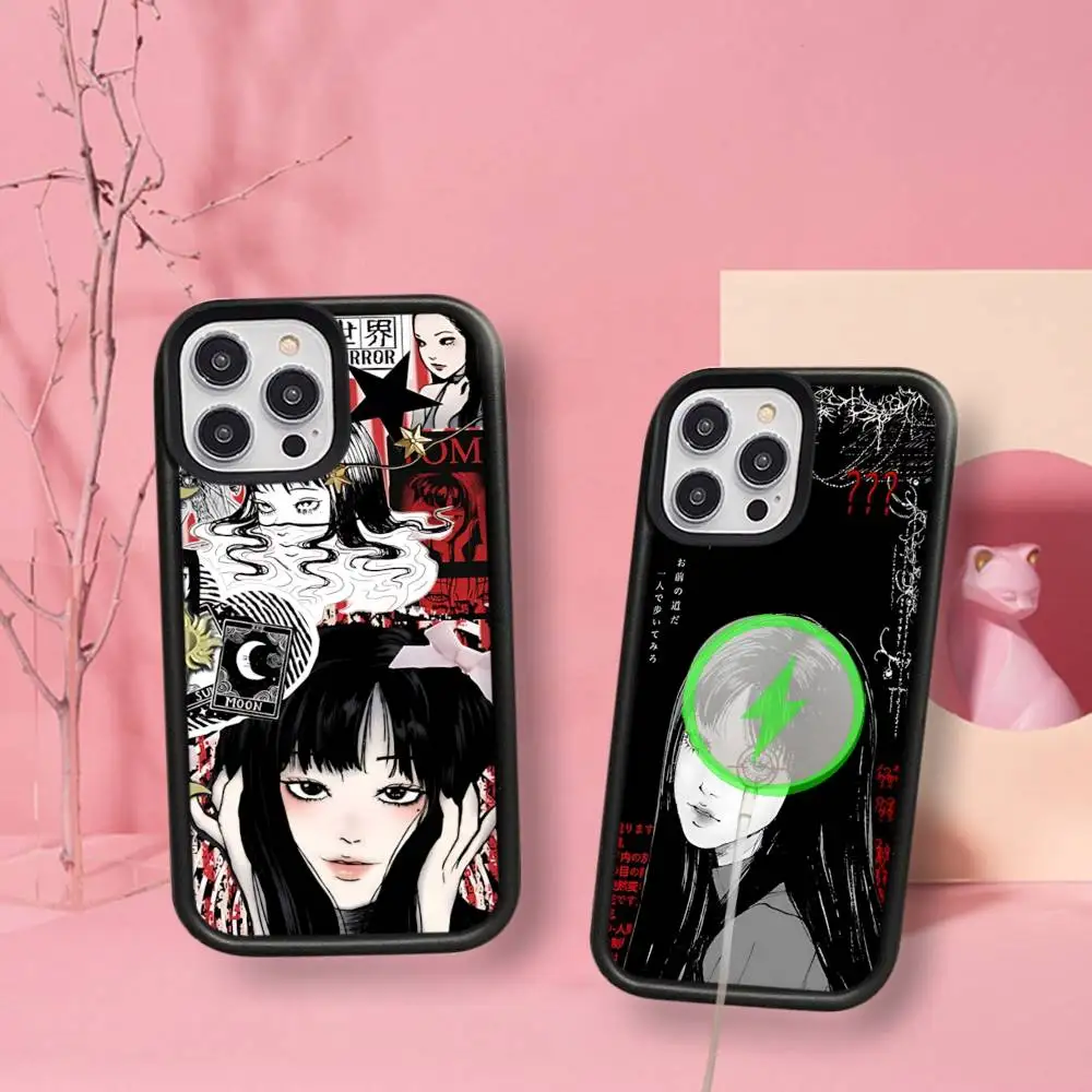 Фото Чехол для телефона J-Junji Ito с изображением комиксов ужасов и триллеров для IPhone 13, 14, 15, 11, 12, 16, 17 Pro Max Plus, магнитный чехол Magsafe №1