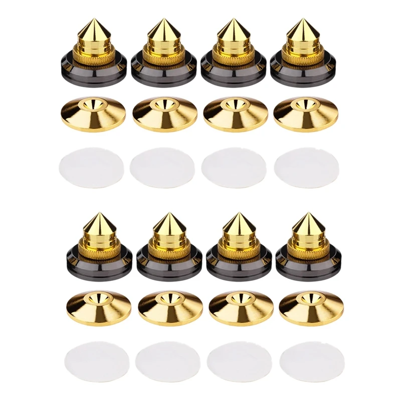 

8X Gold Speaker Spike With Floor Discs Stand Foot Isolation Spikes Professional Speaker Accessories