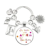 merci maitresse teacher keychains 25 mm glass dome thank you diy jewelry making keychain teachers day jewelry gift