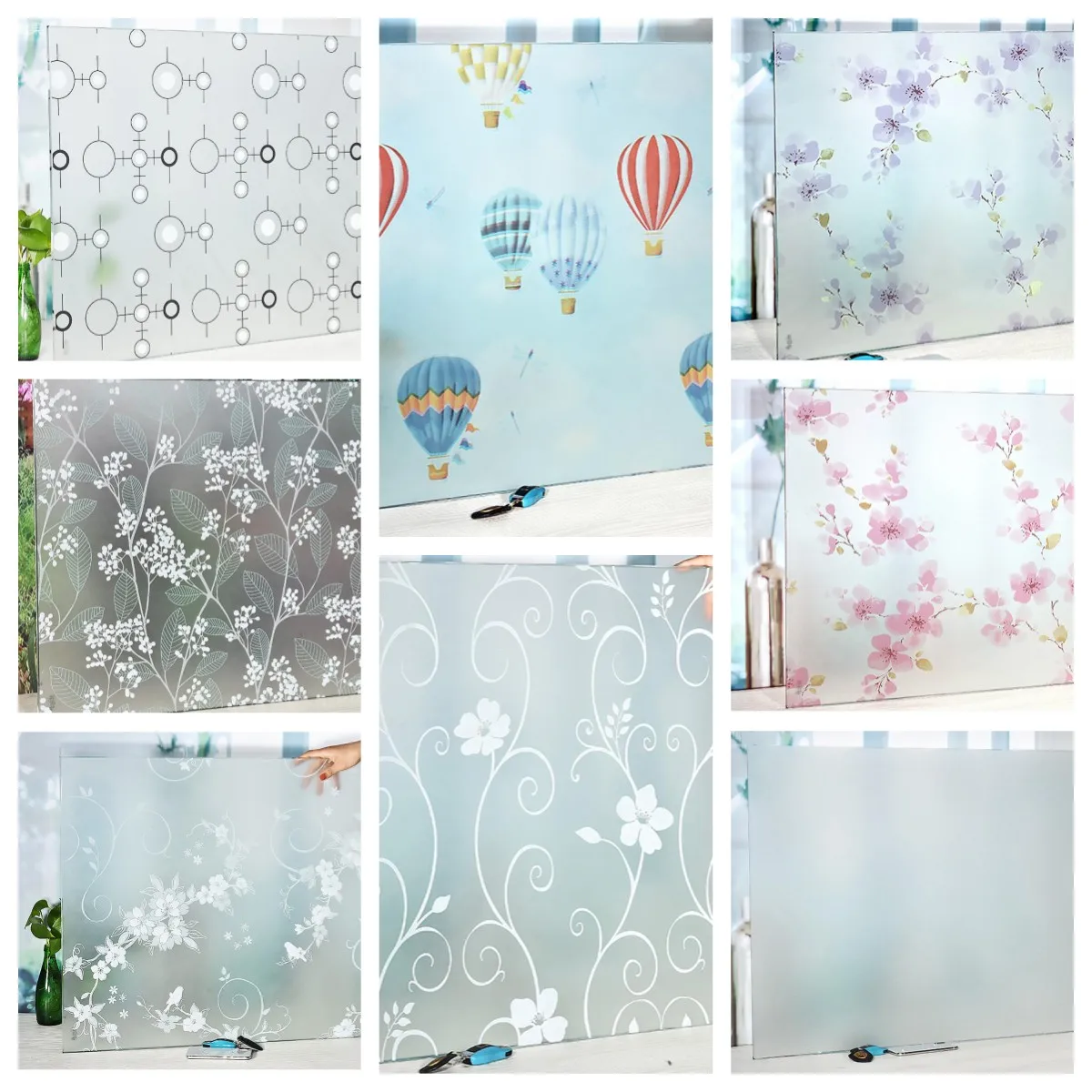 

Thickened Privacy Window Film for Home Bathroom Matte Self Adhesive Stained Glass Window Stickers Heat Control Frosted Decals