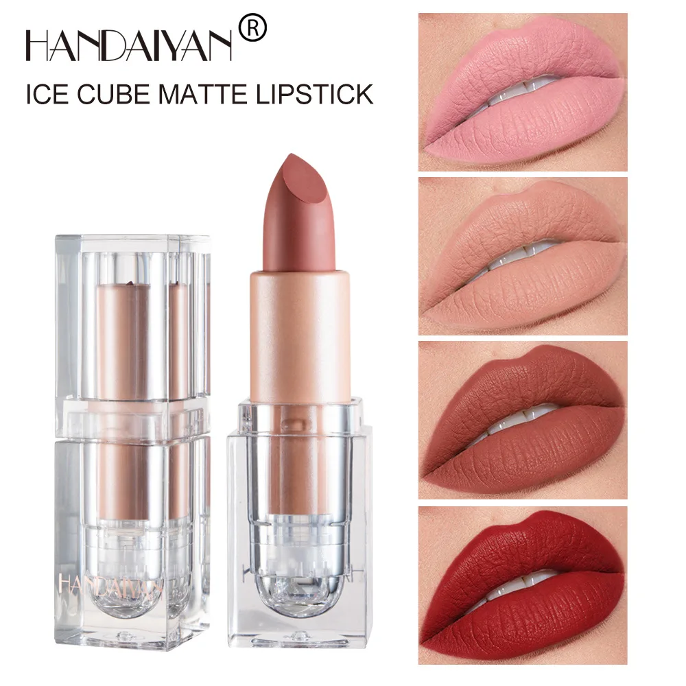 

HANDAIYAN 12 Color Non-decolorizing Nude Bean Paste Powder Small Ice Cubes Matte Lipstick Lipstick