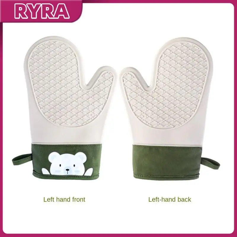 

Силиконовые перчатки для духовки, кухонный инструмент для выпечки, Саржевые теплоизоляционные перчатки, кухонные аксессуары, двухслойные перчатки для микроволновой печи, Новинка