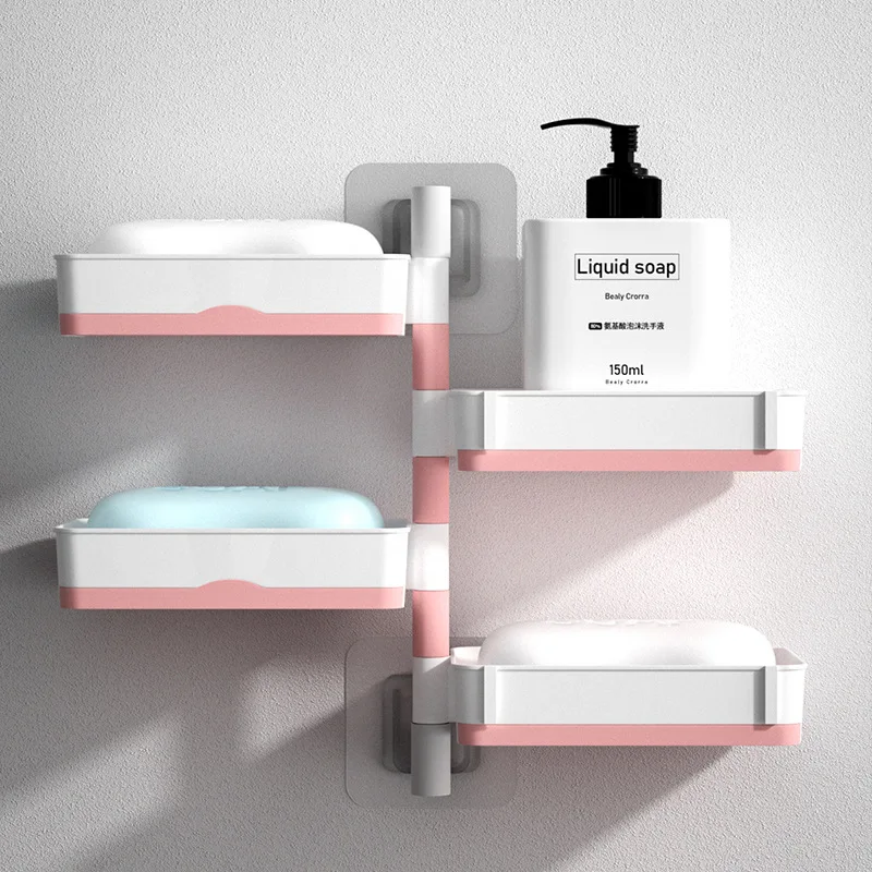 

Soap Draining Rack Bathroom Accessories Soap Holder 1 2 3 4 Layer 180 Degrees Rotate Wall-mounted Holder Shelf Salle De Bain