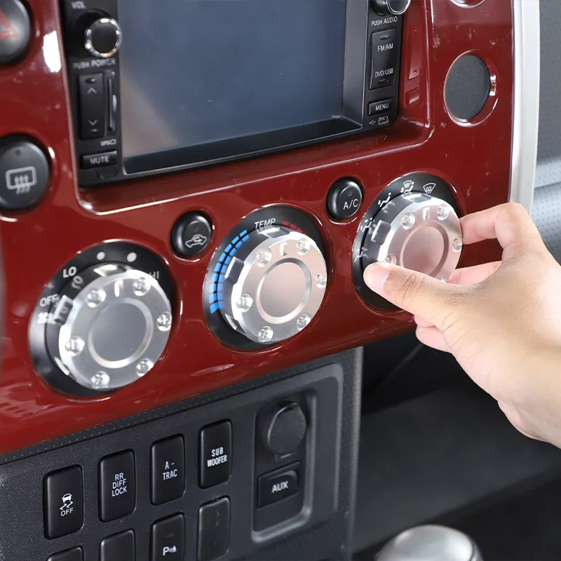 Фото Для Toyota FJ Cruiser 2007-2021 алюминиевый сплав, центральная консоль автомобиля, ручка кондиционера, декоративная крышка, аксессуары для интерьера №1