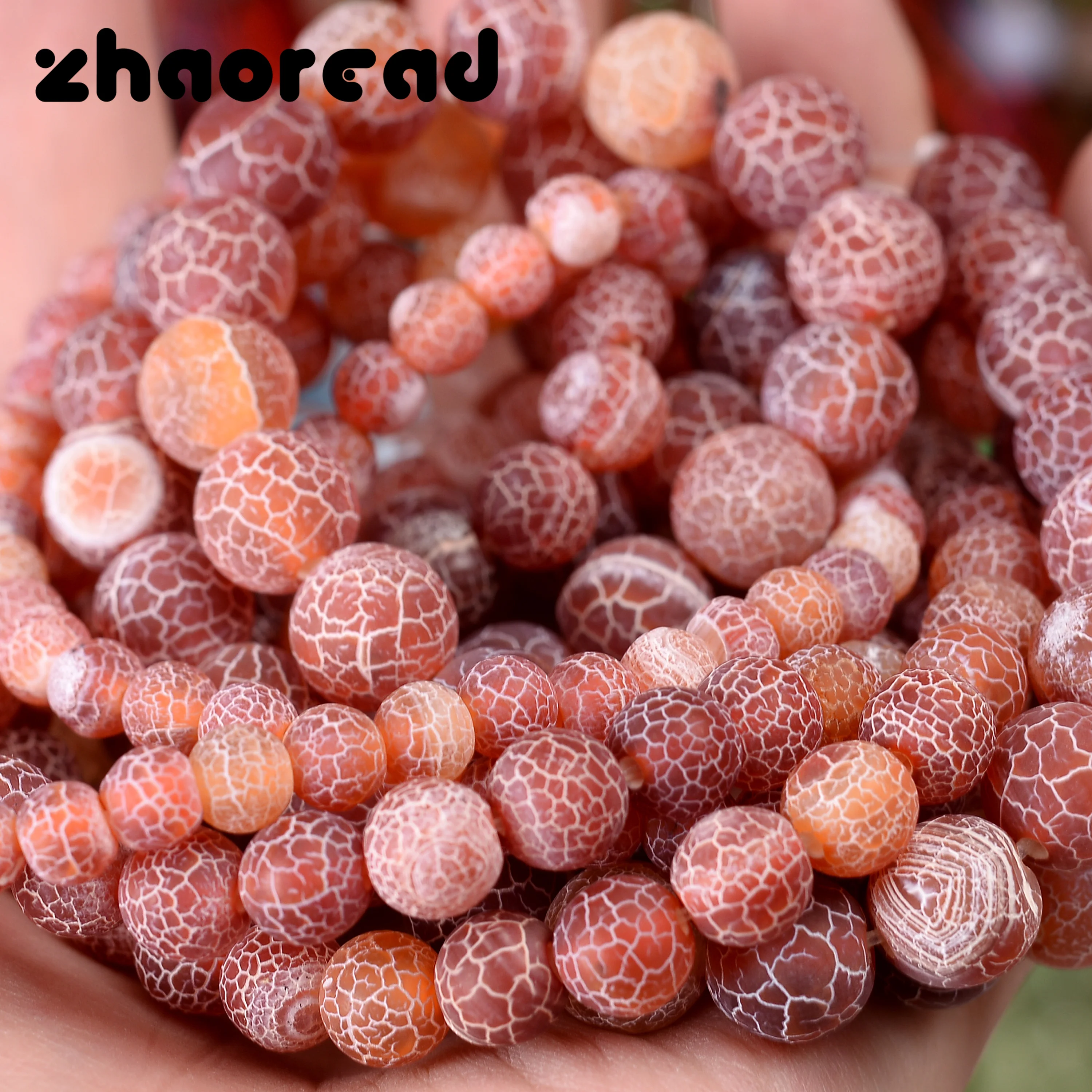 Бусы из камня Агата натуральные круглые бусины-разделители серого и оранжевого