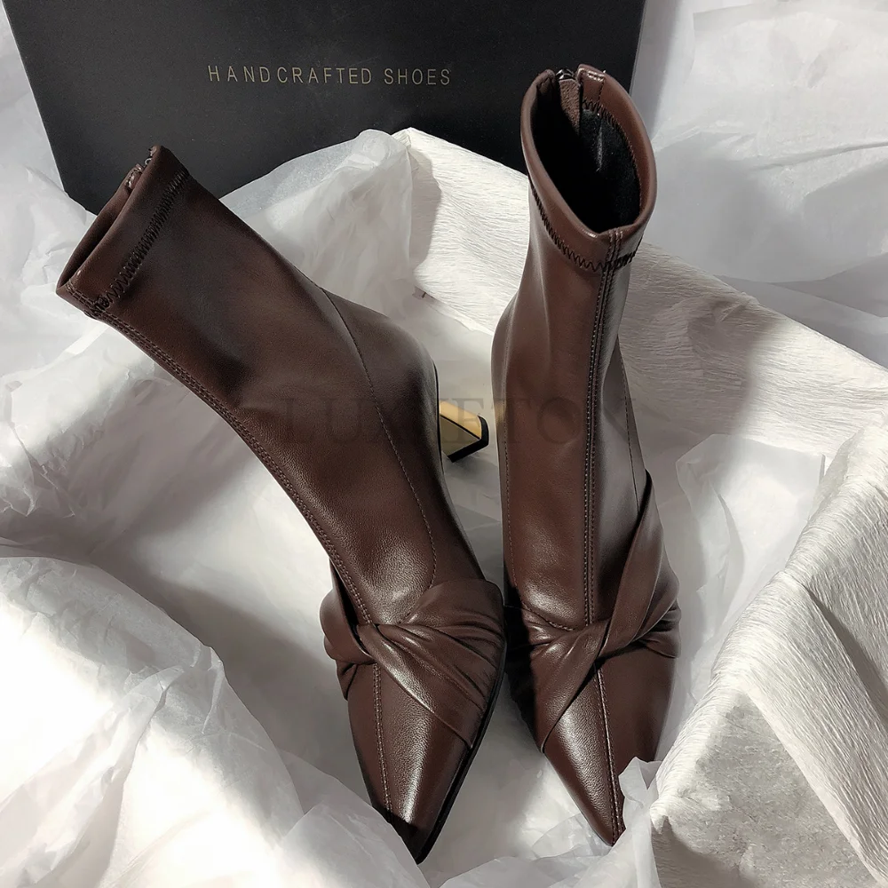 

Женские ботильоны из искусственной кожи, с острым носком, на тонком каблуке