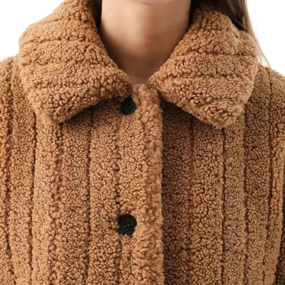 Winter Keep Warm Women Real Fur Coat Fashion Designer Simple Long Real Fur Fleece Teddy Women's Teddy Real Fur Lapel Jackets