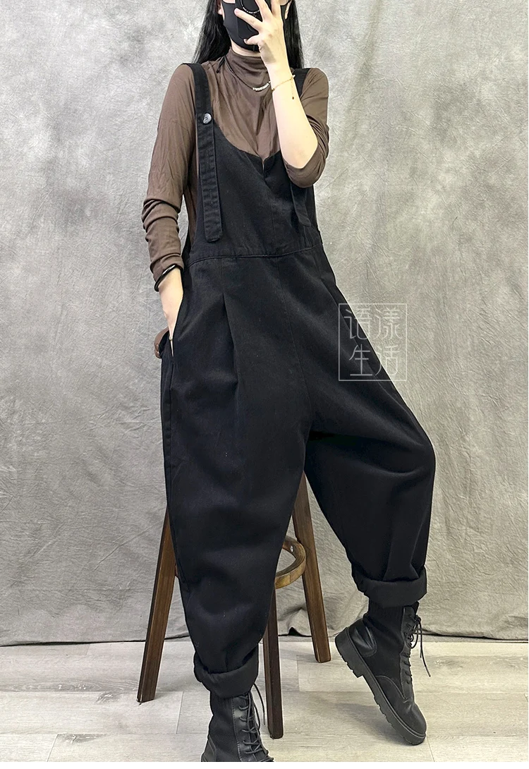 Модные однотонные осенние новые ретро-Брюки с карманами модель 2024 года женские