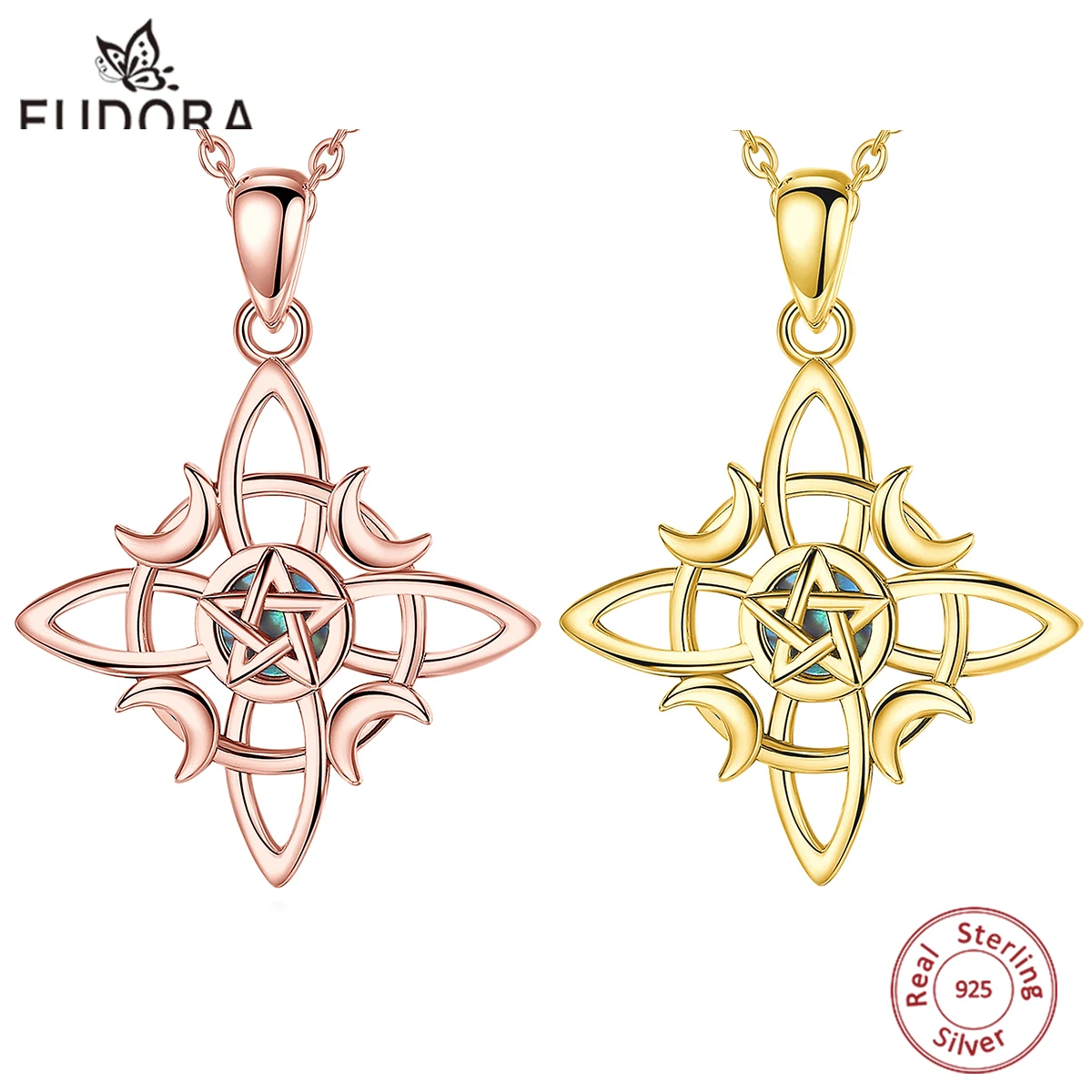 

Eudora Original 925 silver witch knot Necklace for Wome Man 18K Gold Witchcraft Amulet Pendant Wicca Jewelry Personality Gift