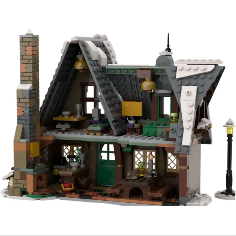 Фото Новый конструктор MOC: модульный городской пейзаж, зимняя деревня, гостиница, сборная модель, набор строительных блоков, подарок на день рождения для детей №2
