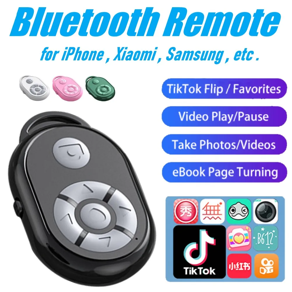 

10m Mobile Phone Remote Control Battery Powered Multifunctional Wireless Camera Shutter Bluetooth-compatible 5.0 for iOS Android