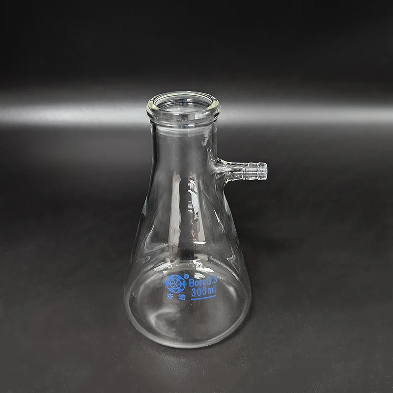 FAPE Filtering flask with side tubulature,Capacity 300mL,Triangle flask with tubules,Filter Erlenmeyer bottle