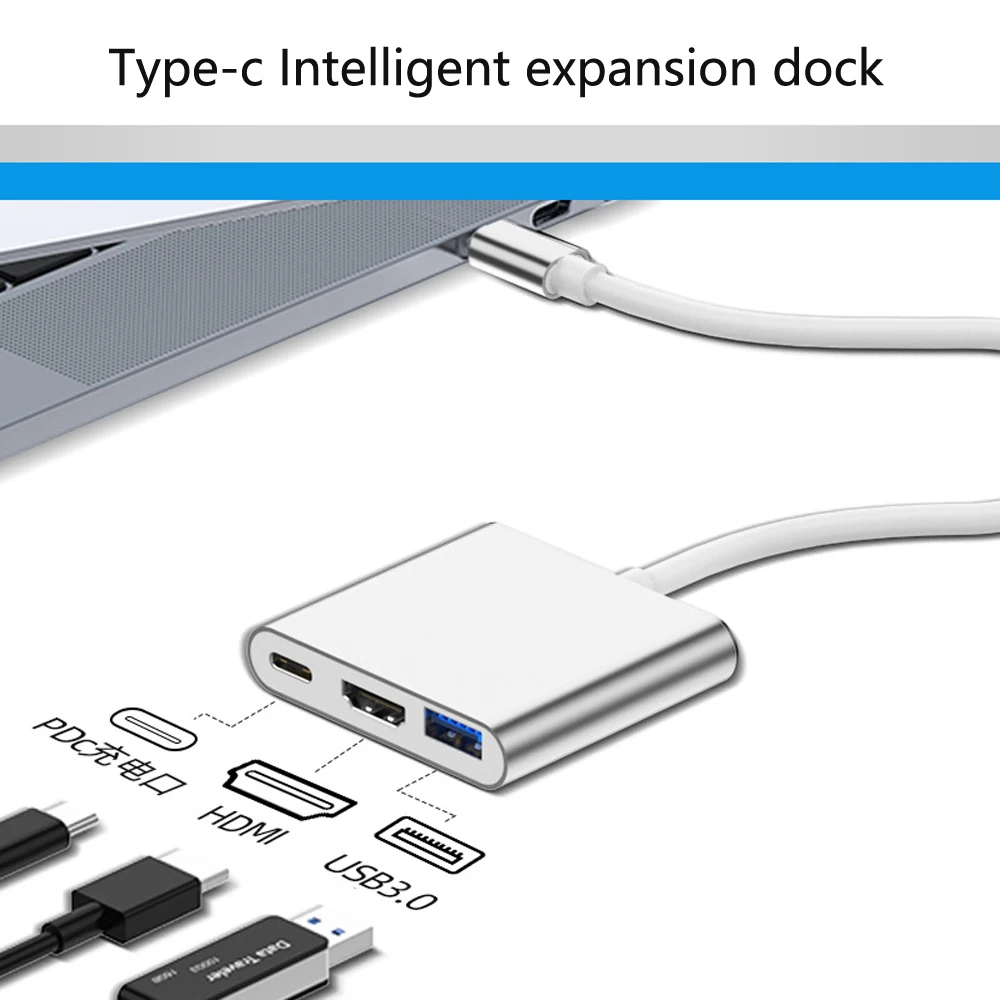 

3 в 1, USB Type-C на 4K HD, USB C 3,0 PD