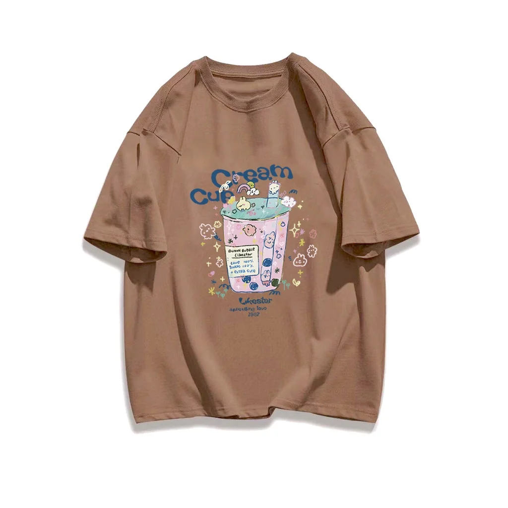 Женская летняя футболка с коротким рукавом и круглым вырезом