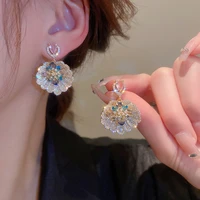bohemian luxury crystal flower dangle earrings for women shiny colorful zirconia earrings 2022 modern trendy elegant%c2%a0jewelry