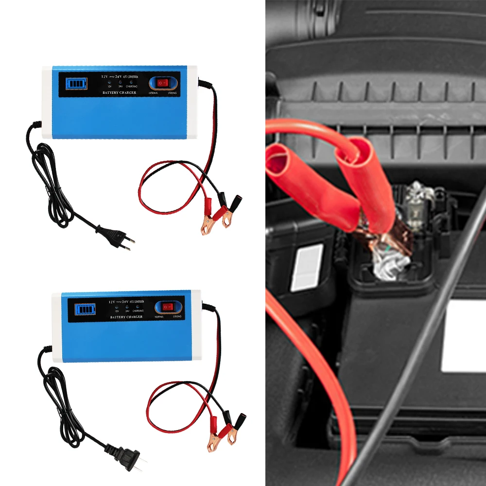 

12V/24V 10A For Wet Dry Lead Acid Battery Car Battery Charger Fast Power Charging Adapter Smart Switch Full Automatic