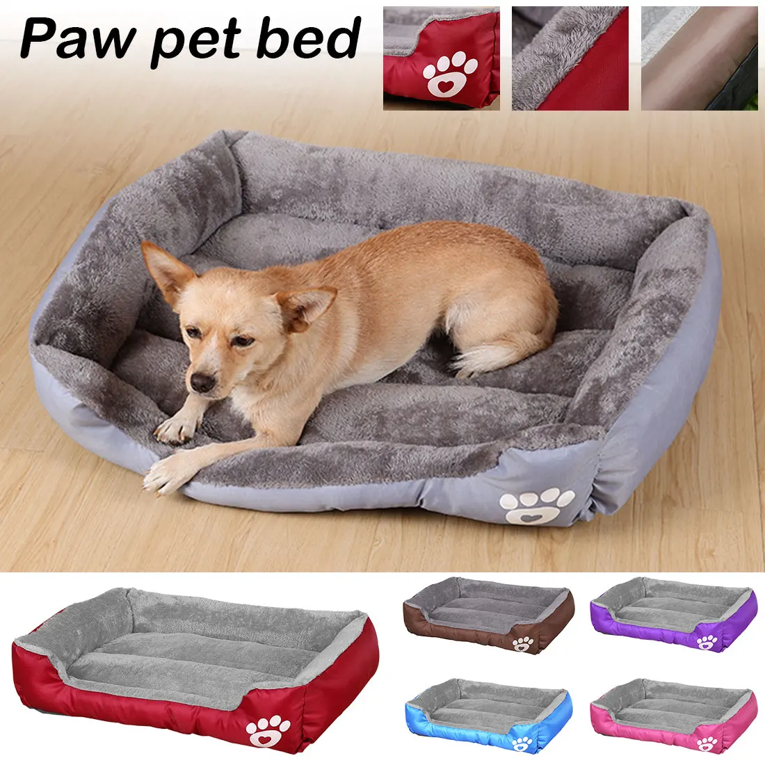 

Waterproof Pet Cat Dog Bed Warm Cozy Dog House Soft Fleece Nest Dog Baskets House Mat Autumn Winter Kennel Shipped Within 24H