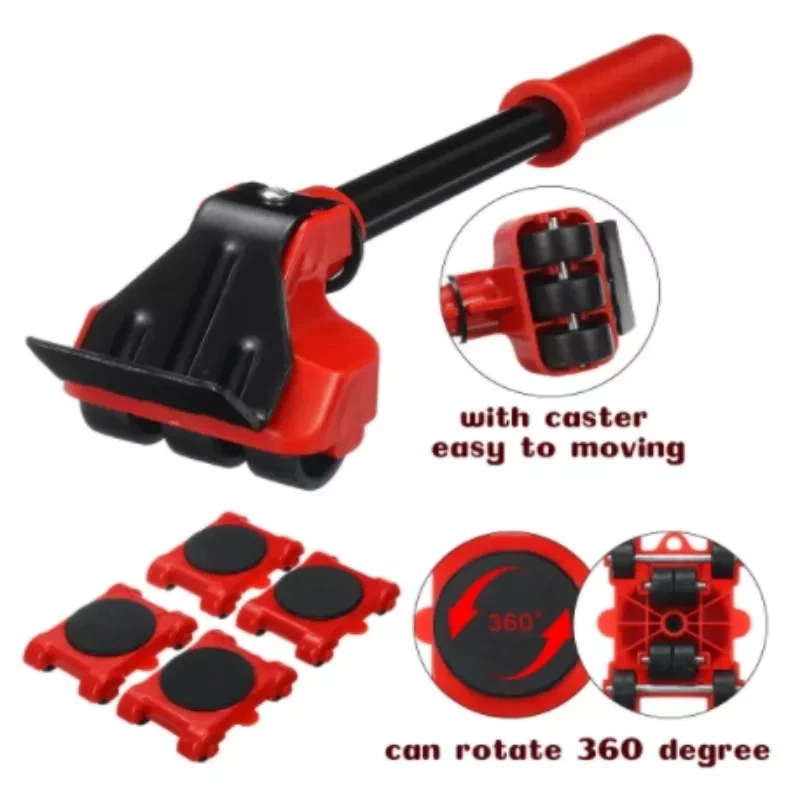 

Heavy Duty Furniture Lifter Transport Tool Furniture Mover set 4 Move Roller 1 Wheel Bar for Lifting Moving Furniture Helper