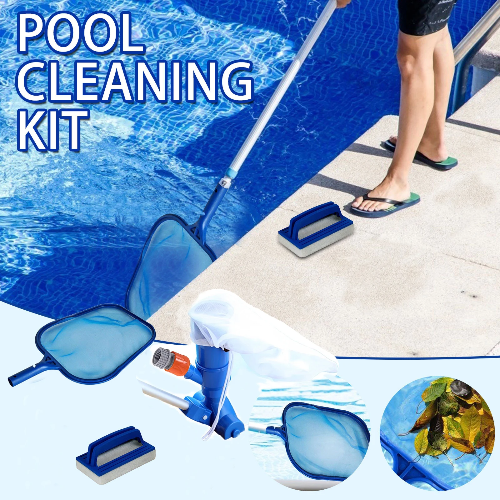 Набор инструментов для очистки бассейна пылесос с сетчатой головкой на присоске