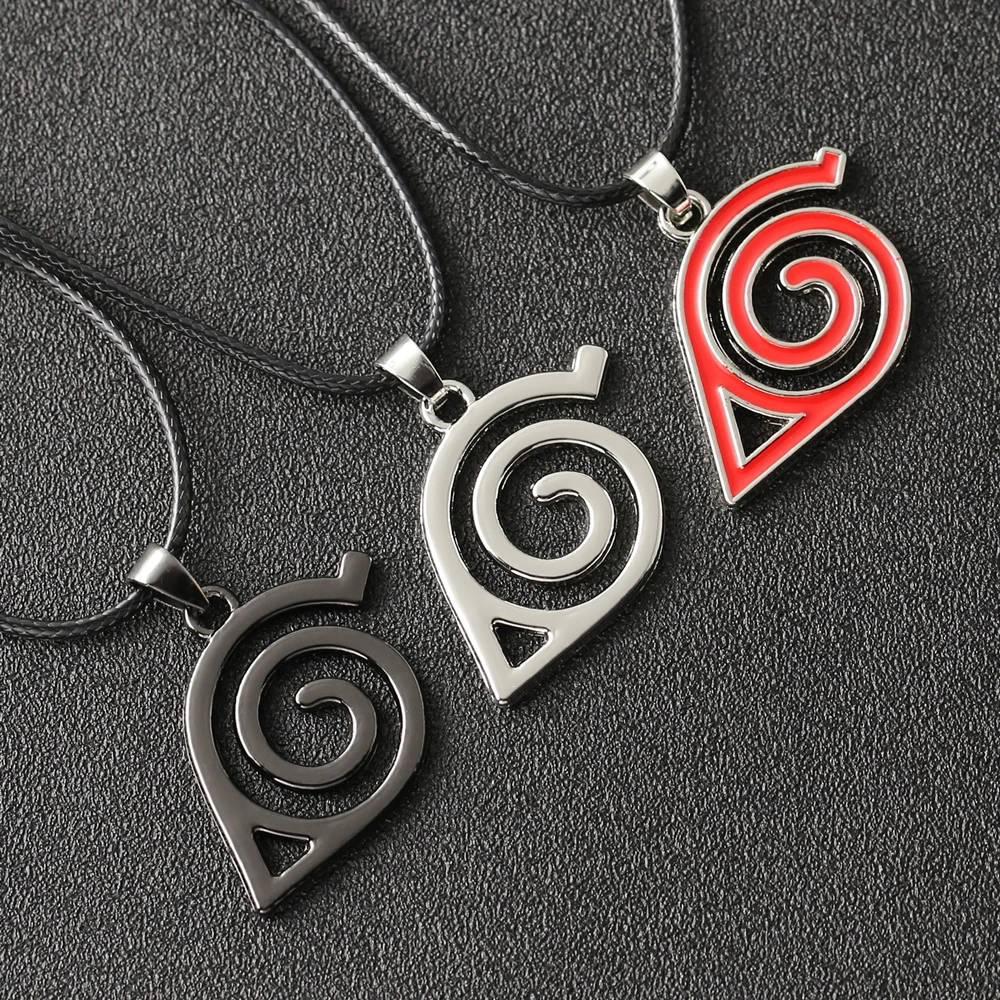 Ожерелье с листьями Konohas деревня симбал логотип ниндзя акацукис кулон черного и