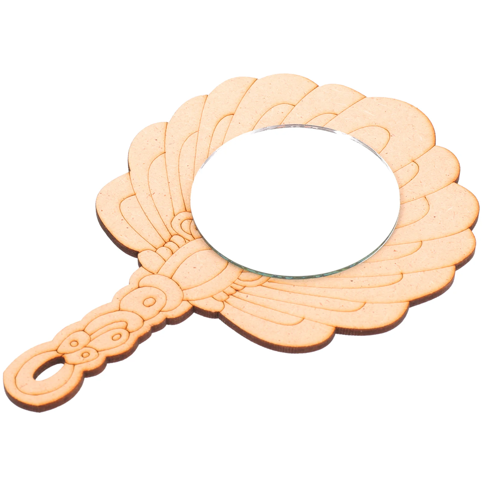 

2 PCS Small Handmade Mirror Wood Trim Blank DIY Mini Kids Craft Acrylic Wooden Painting Makeup Materials Child Handcrafted