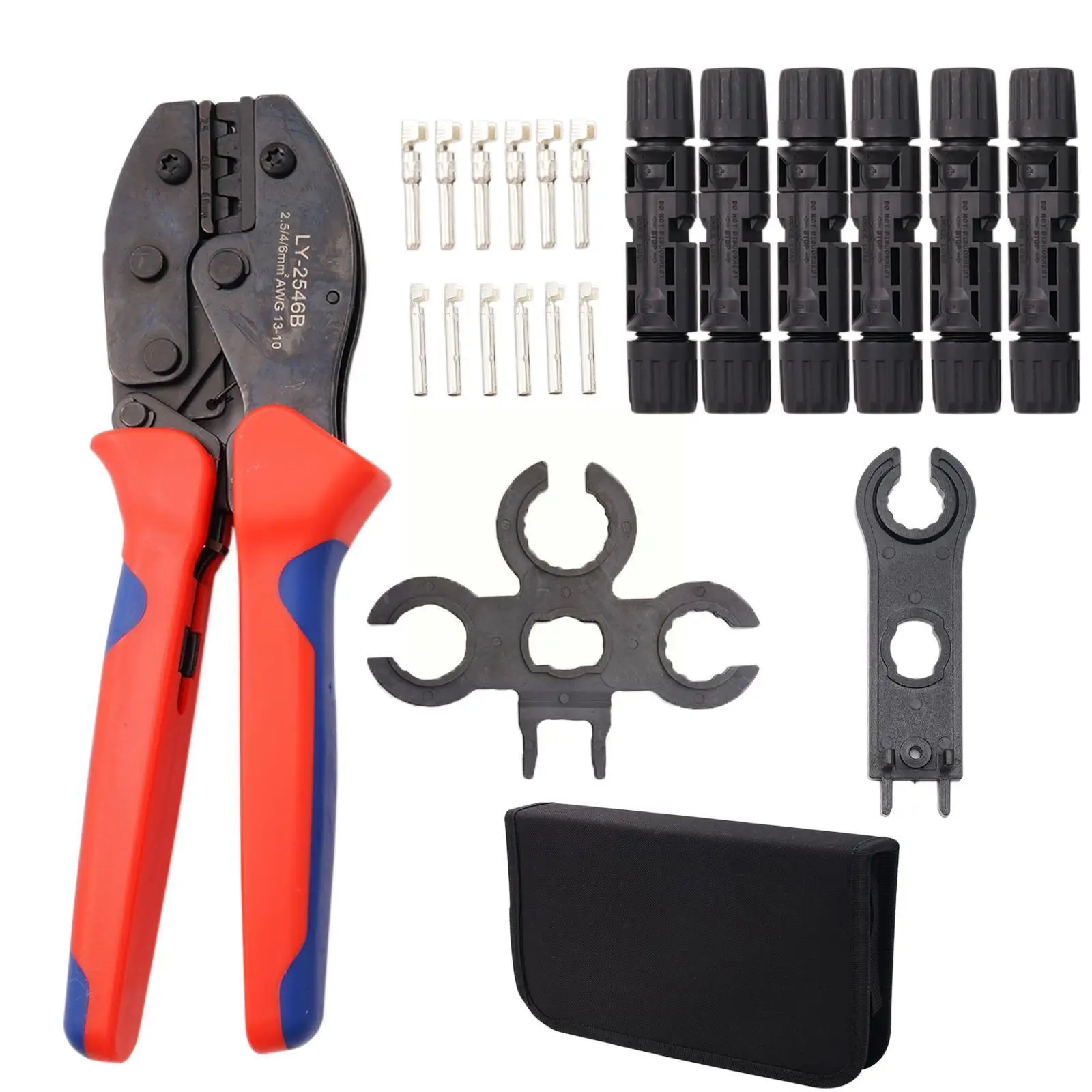 

Solar Crimping Tool Kit For 2.5-6.0mm²/AWG26-10 Solar Panel PV Cable With 20PCS Male Female Solar Panel Cable Connectors Q8P7