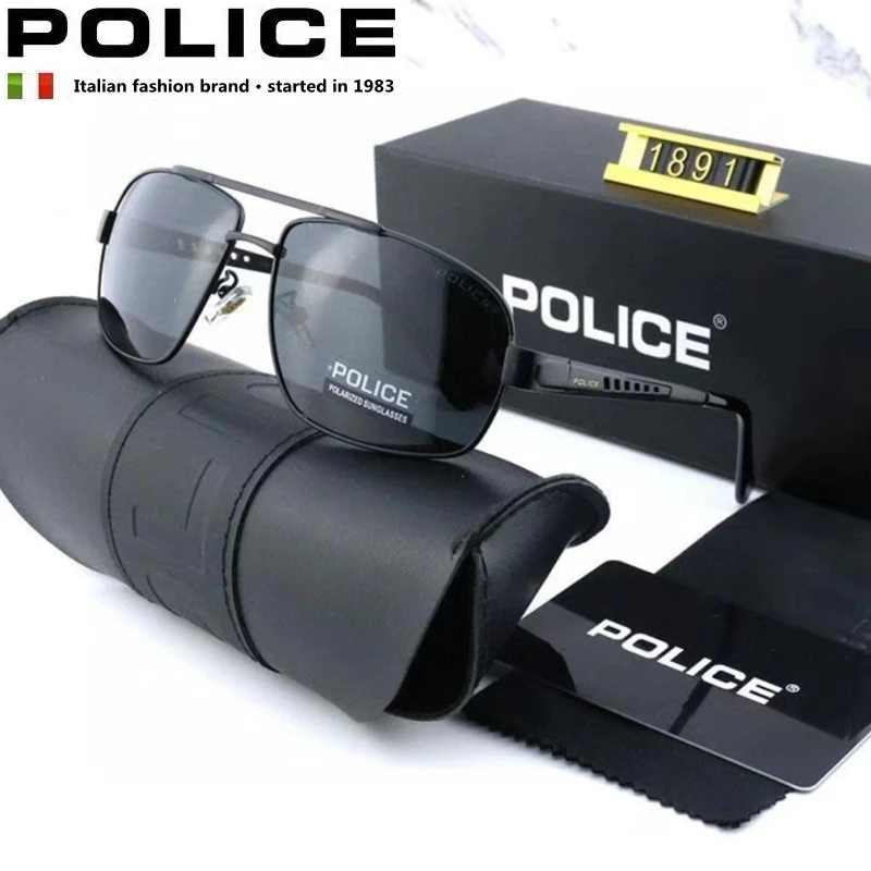 

Luxury Brand POLICE Polarized Sunglasses Men Driving Sun Glasses Square Full Frames Men Brand Designer 1891-1