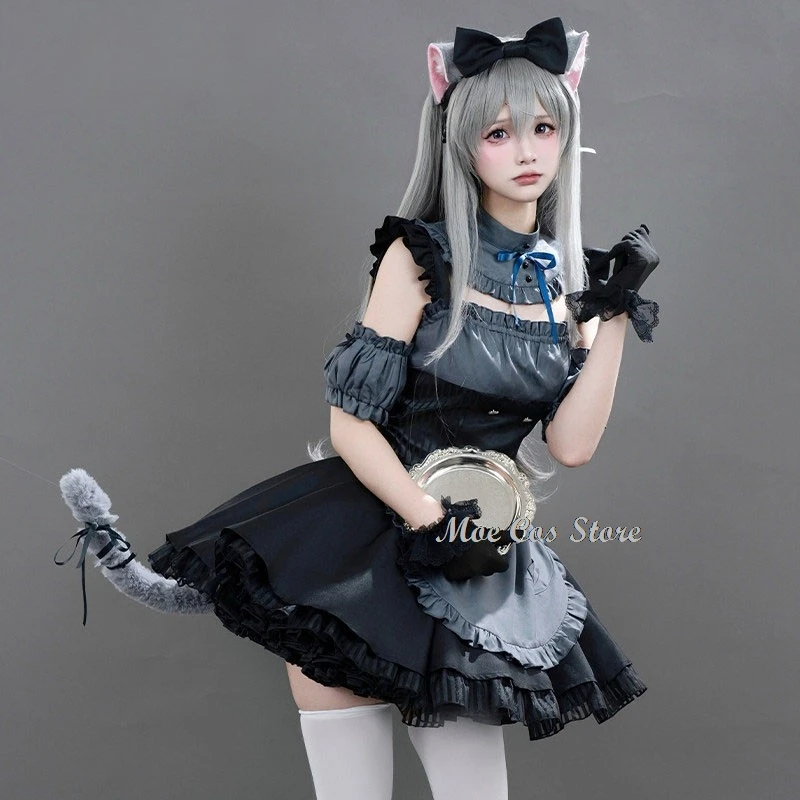 Фото Yukimura Chieri Misono Ichika Косплей Amairo Chocolate Game Костюмы для косплея Горничная Девушки Платье с кошачьими ушками Женский костюм на Хэллоуин для девочек №4