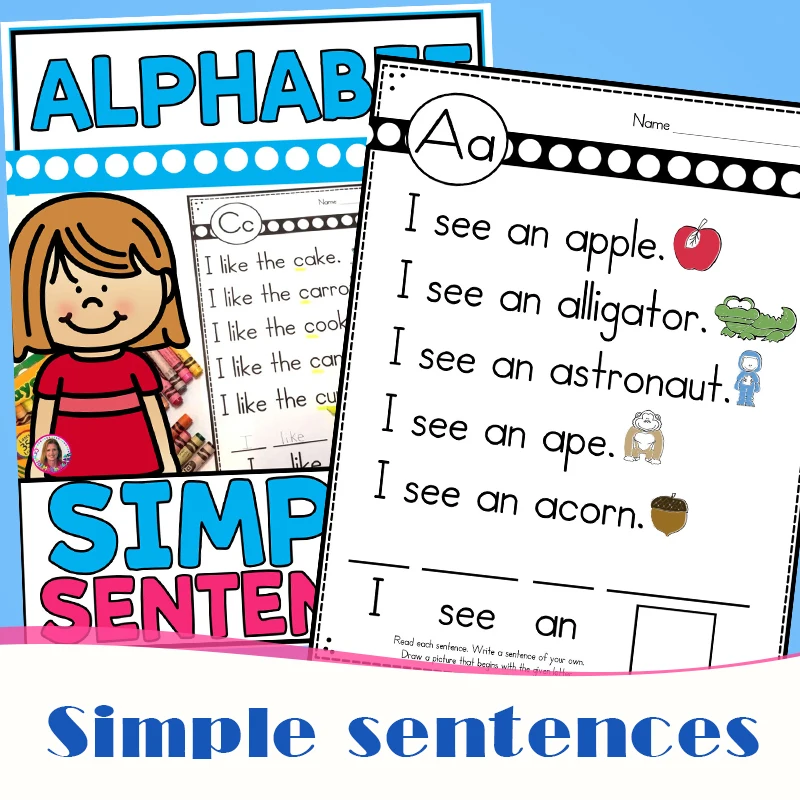 

A-Z Alphabet Teaching Simple English Sentences Homework Worksheet Kids Homeschool Educational ABC Toys for Children 3 Years