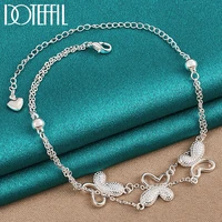 doteffil 925 sterling silver butterfly heart bead chain bracelet for woman charm wedding engagement fashion party jewelry