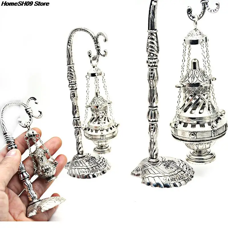 

1PC Antique Carved Incense Burner Cross Decoration Church Chapel Ornaments Prayer Religious Home Worship Supplies red or white