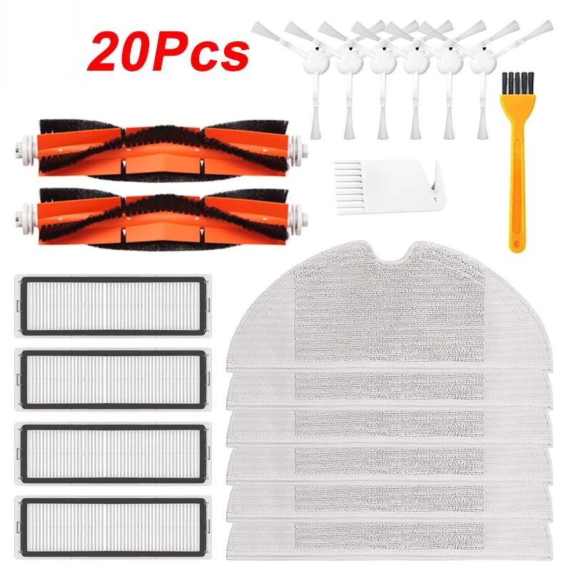 

20PCS Hepa Filter Main Brush Mop Cloth Replacement Kits for Xiaomi Mijia 1C / STYTJ01ZHM Robot Vacuum Cleaner Part Accessories