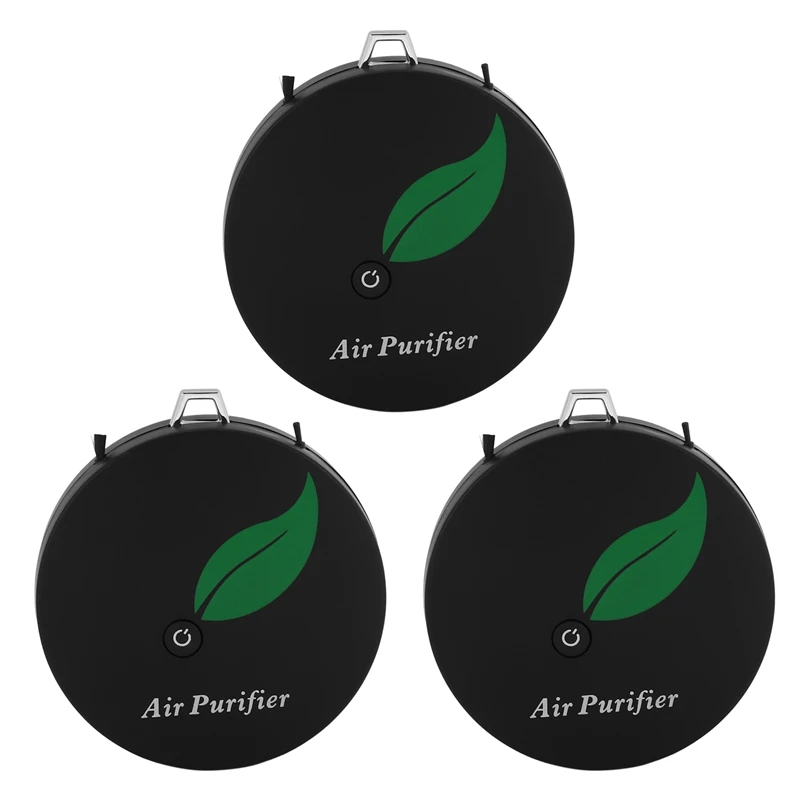 

3X Mini Portable Air Purifier Wearable Air Purifier Necklace USB Air Cleaner Travel-Size Purifier For Small Space Black