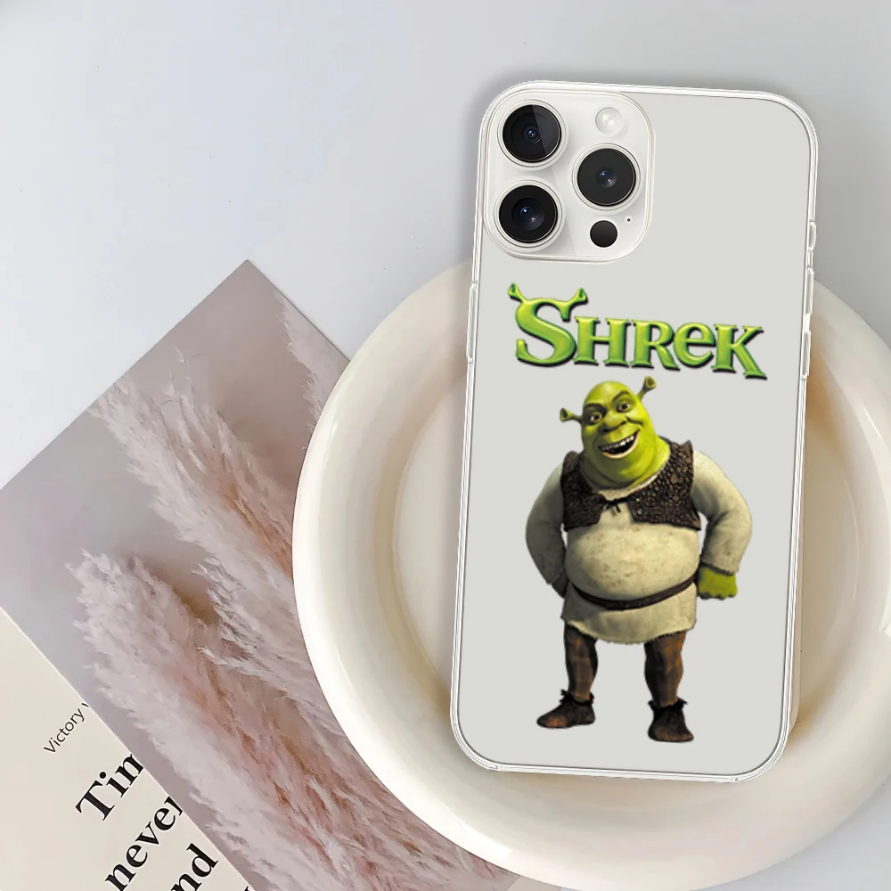 Cartoon S-Shreks Phone Case for iPhone 12 11 13 14 15 16 Max Pro Plus Transparent Soft Shell