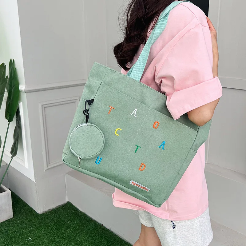 Женская Вместительная Повседневная Холщовая Сумка-тоут С Плечевым Ремнем