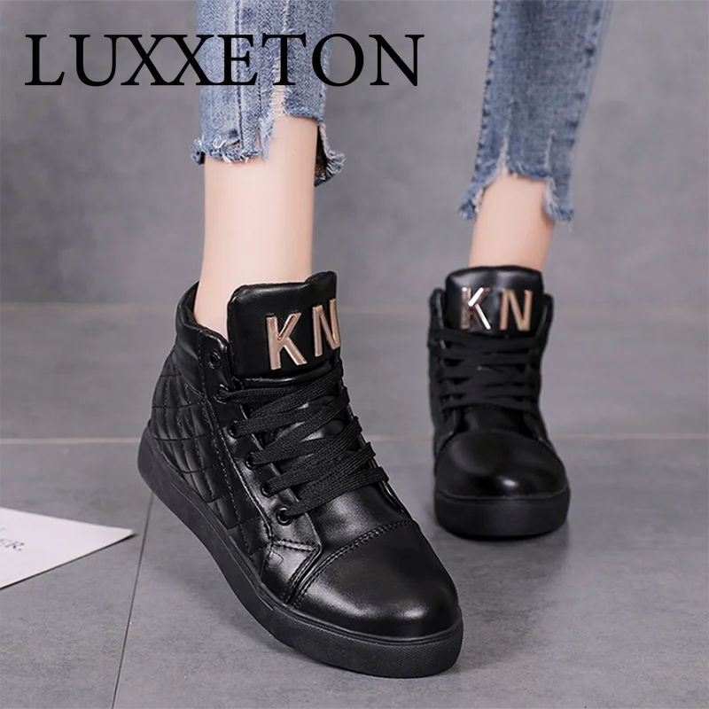 

Ladies Casual Lace Up Shoes High Quality Warm Velvet Leather Breathable Flat Sneakers 2022 New Winter Fashion Top